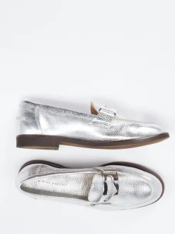 Andrea Puccini – Loafer aus Metallicleder silber