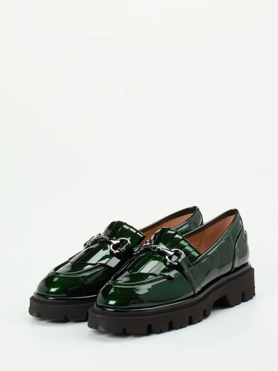 Andrea Puccini – Loafer aus Lackleder in Tannengrün
