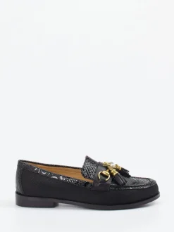 Andrea Puccini – Loafer aus geprägtem Leder Schwarz