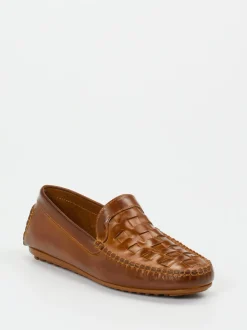 Andrea Puccini – Loafer aus Flechtleder cognacbraun