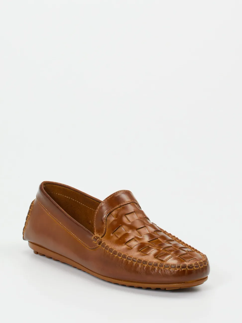 Andrea Puccini – Loafer aus Flechtleder cognacbraun