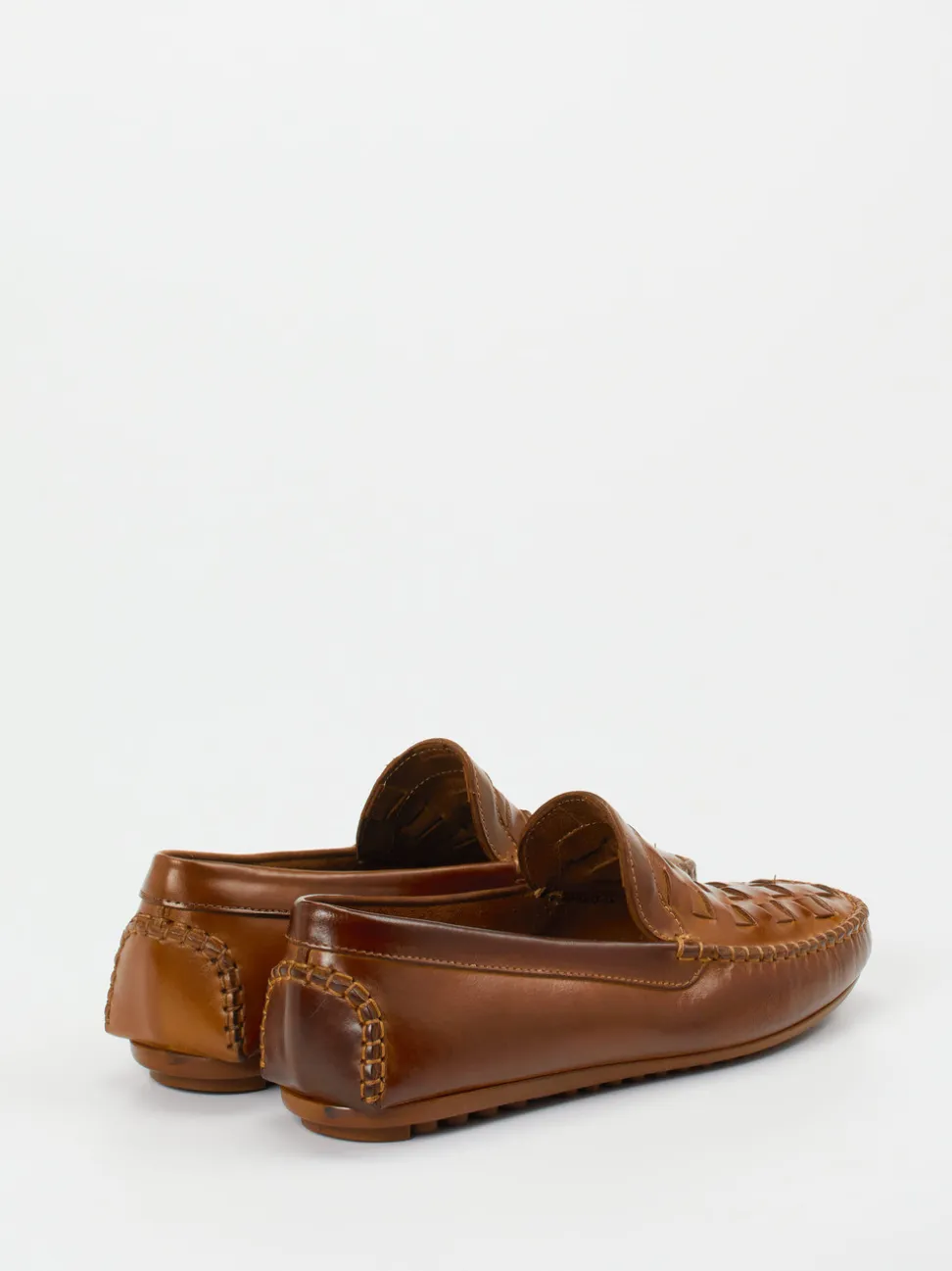 Andrea Puccini – Loafer aus Flechtleder cognacbraun