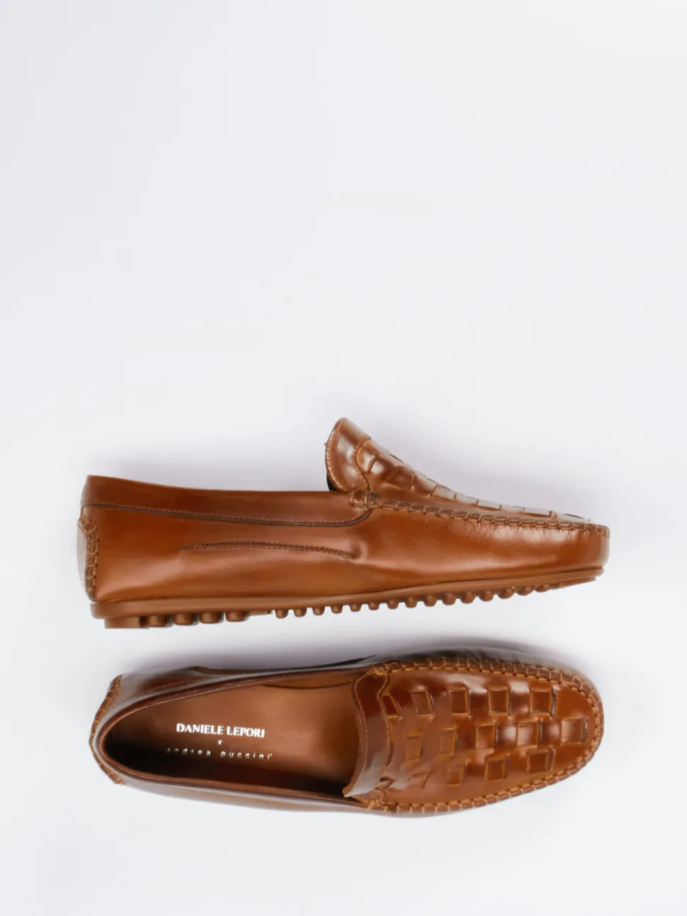 Andrea Puccini – Loafer aus Flechtleder cognacbraun