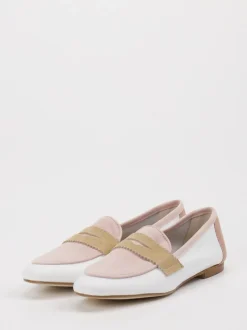 Andrea Puccini – Loafer aus Velour und Leder Weiß