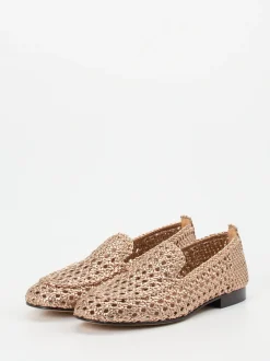 Andrea Puccini – Loafer aus Flechtleder roségold