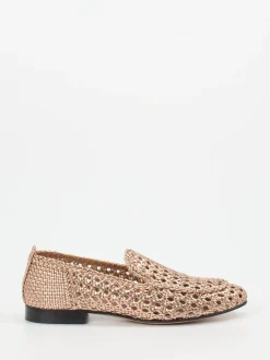Andrea Puccini – Loafer aus Flechtleder roségold