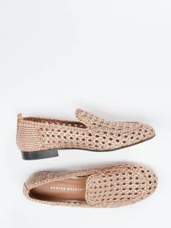 Andrea Puccini – Loafer aus Flechtleder roségold