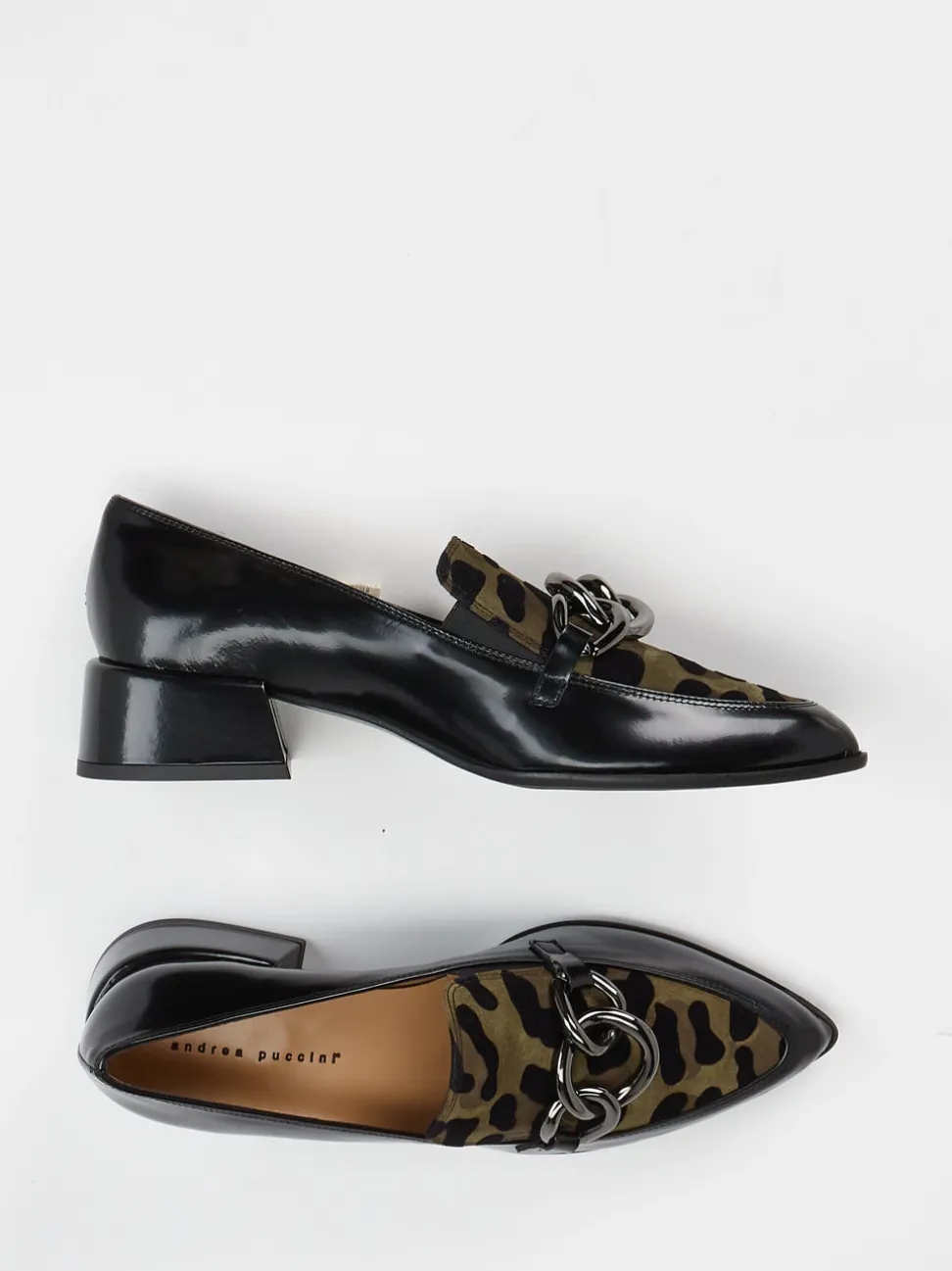 Andrea Puccini – Loafer aus geprägtem Leder schwarz