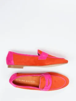 Andrea Puccini – Loafer aus Veloursleder in Orange