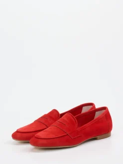 Andrea Puccini – Loafer aus Veloursleder in Rot