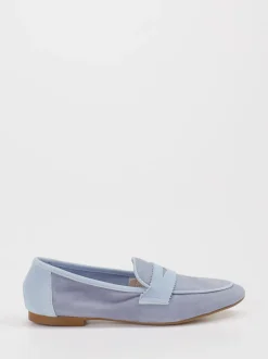 Andrea Puccini – Loafer aus Veloursleder Pastellblau