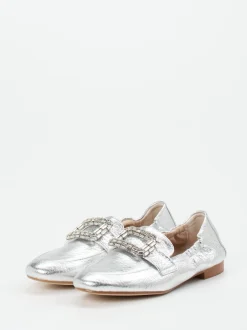 Andrea Puccini – Loafer aus Metallicleder silber