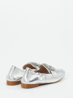 Andrea Puccini – Loafer aus Metallicleder silber