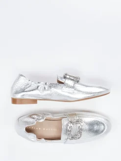 Andrea Puccini – Loafer aus Metallicleder silber