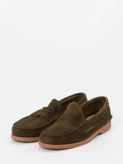 Andrea Puccini – Loafer aus Veloursleder olivgrün