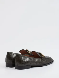 Andrea Puccini – Loafer aus geprägtem Leder olivgrau