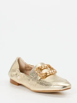Andrea Puccini – Loafer aus Metallicleder goldfarben
