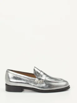 Andrea Puccini – Loafer aus Metallicleder silber