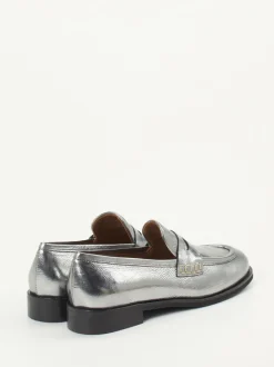 Andrea Puccini – Loafer aus Metallicleder silber