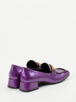 Andrea Puccini – Loafer aus Lackleder Violett-Metallic