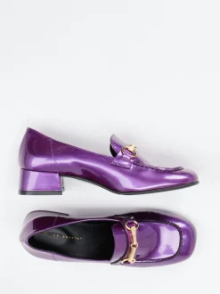 Andrea Puccini – Loafer aus Lackleder Violett-Metallic