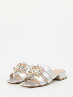 Andrea Puccini – Mules aus Metallicleder silber
