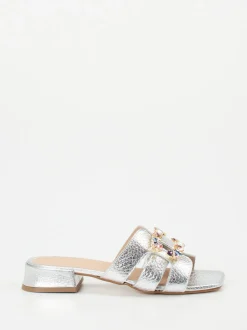 Andrea Puccini – Mules aus Metallicleder silber