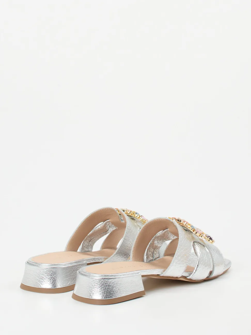 Andrea Puccini – Mules aus Metallicleder silber