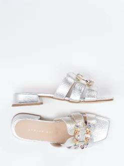 Andrea Puccini – Mules aus Metallicleder silber
