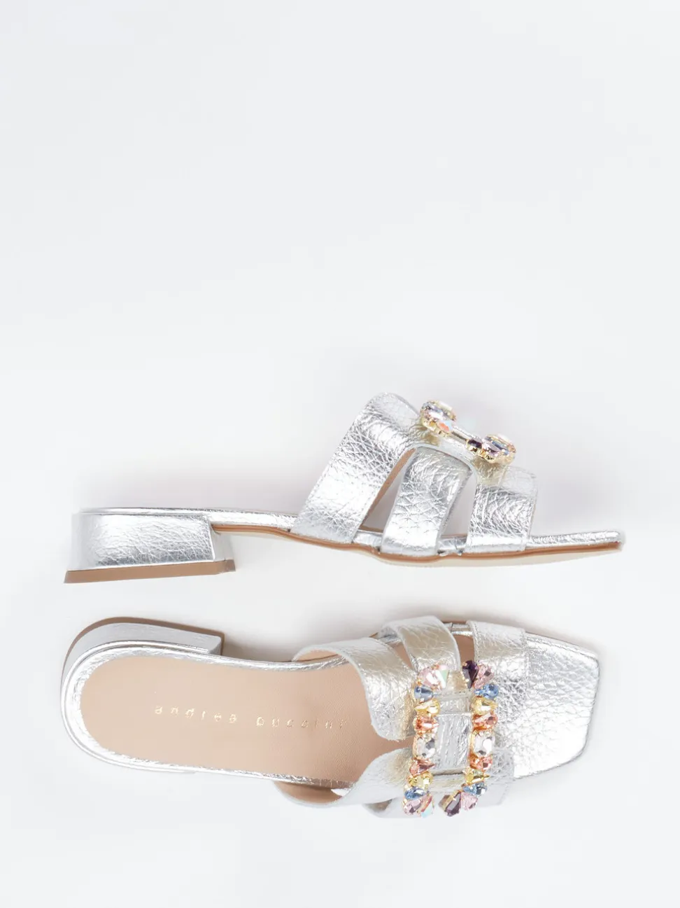 Andrea Puccini – Mules aus Metallicleder silber