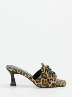 Andrea Puccini – Mules aus geprägtem Leder Leoprint
