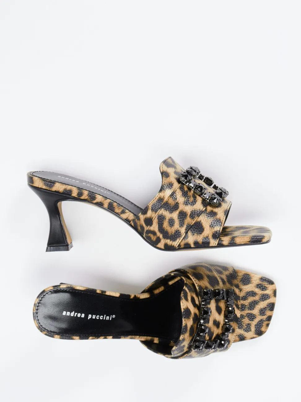 Andrea Puccini – Mules aus geprägtem Leder Leoprint