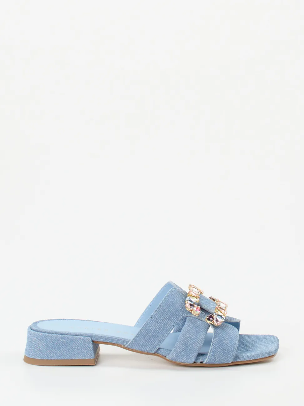 Andrea Puccini – Mules aus Veloursleder in Denim-Optik