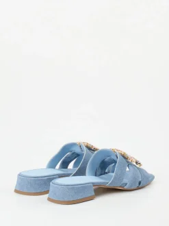 Andrea Puccini – Mules aus Veloursleder in Denim-Optik