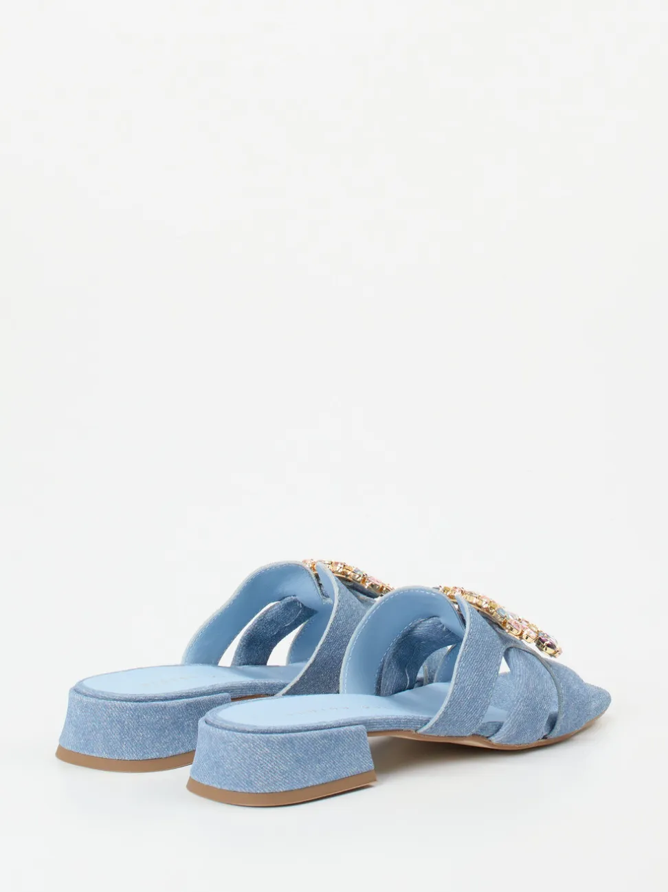 Andrea Puccini – Mules aus Veloursleder in Denim-Optik