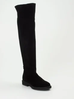 Andrea Puccini – Overkneestiefel aus Veloursleder Schwarz