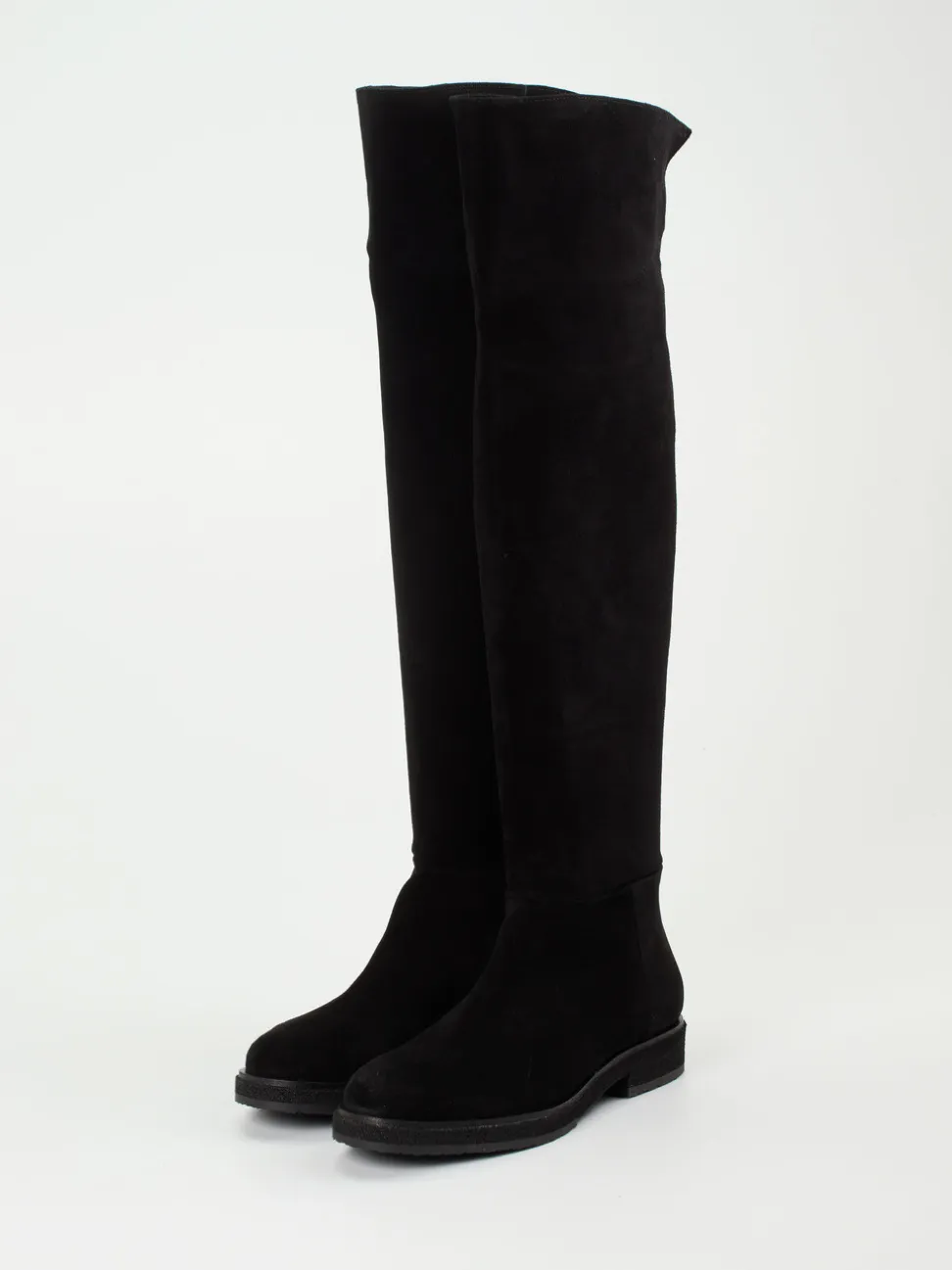 Andrea Puccini – Overkneestiefel aus Veloursleder Schwarz
