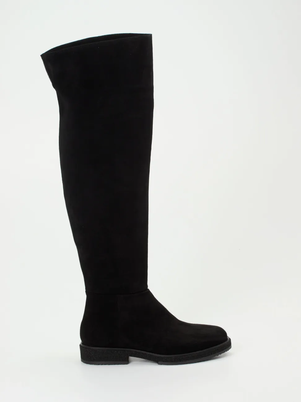 Andrea Puccini – Overkneestiefel aus Veloursleder Schwarz