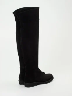 Andrea Puccini – Overkneestiefel aus Veloursleder Schwarz