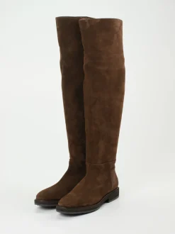 Andrea Puccini – Overknee-Stiefel aus Veloursleder braun