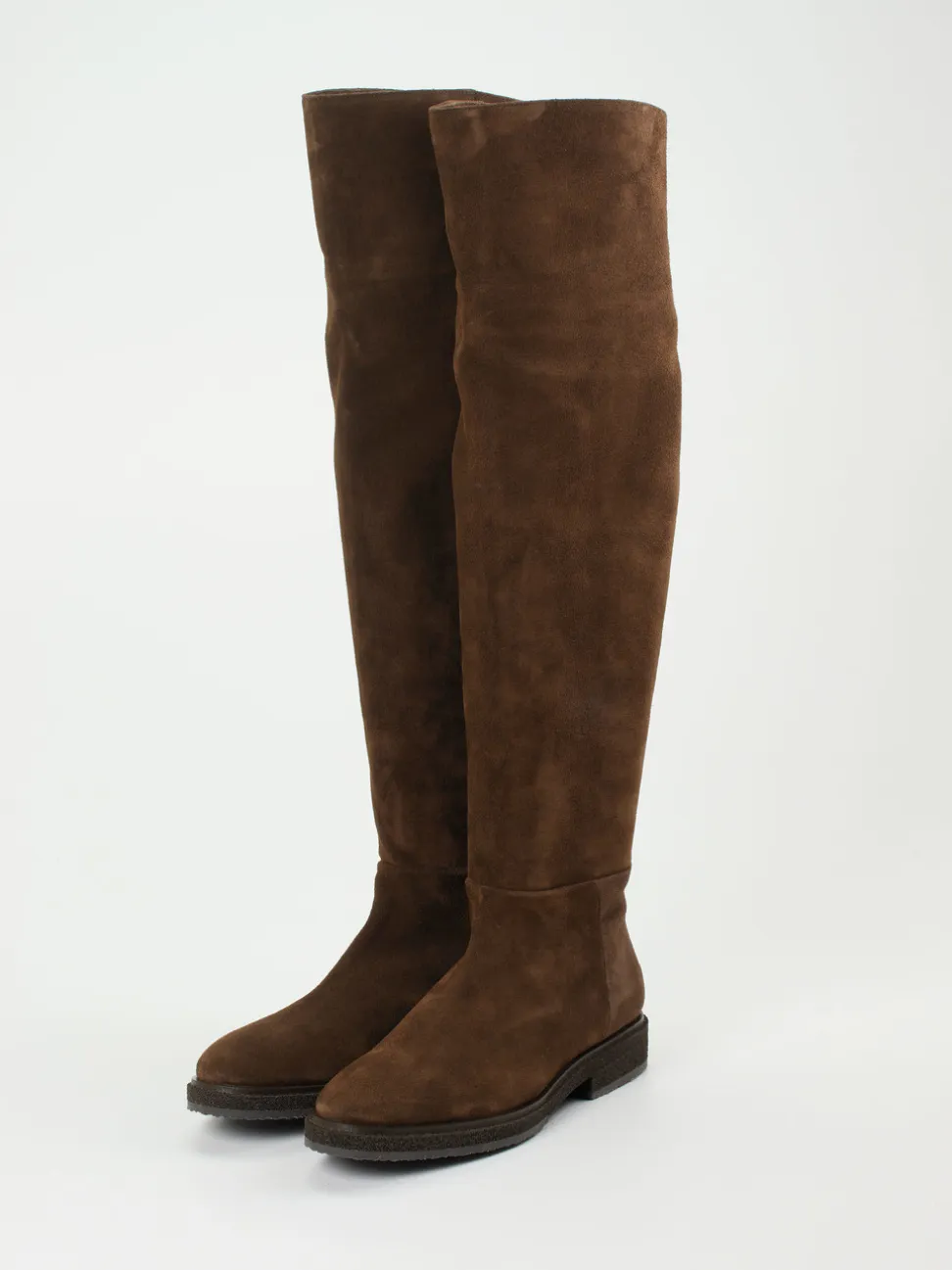 Andrea Puccini – Overknee-Stiefel aus Veloursleder braun