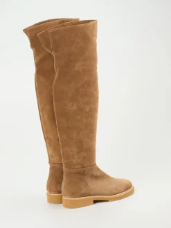 Andrea Puccini – Overknee-Stiefel aus Veloursleder Braun