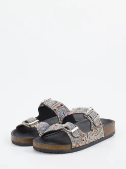 Andrea Puccini – Pantoletten aus Metallicleder Schwarz