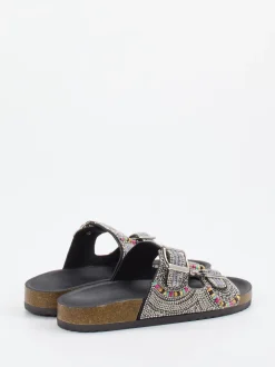 Andrea Puccini – Pantoletten aus Metallicleder Schwarz