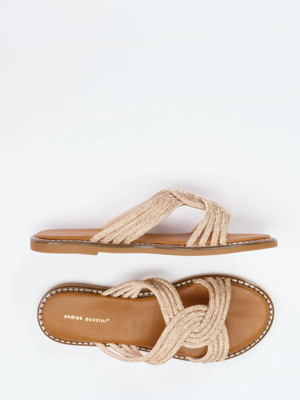 Andrea Puccini – Pantolette aus Metallic in Rosa