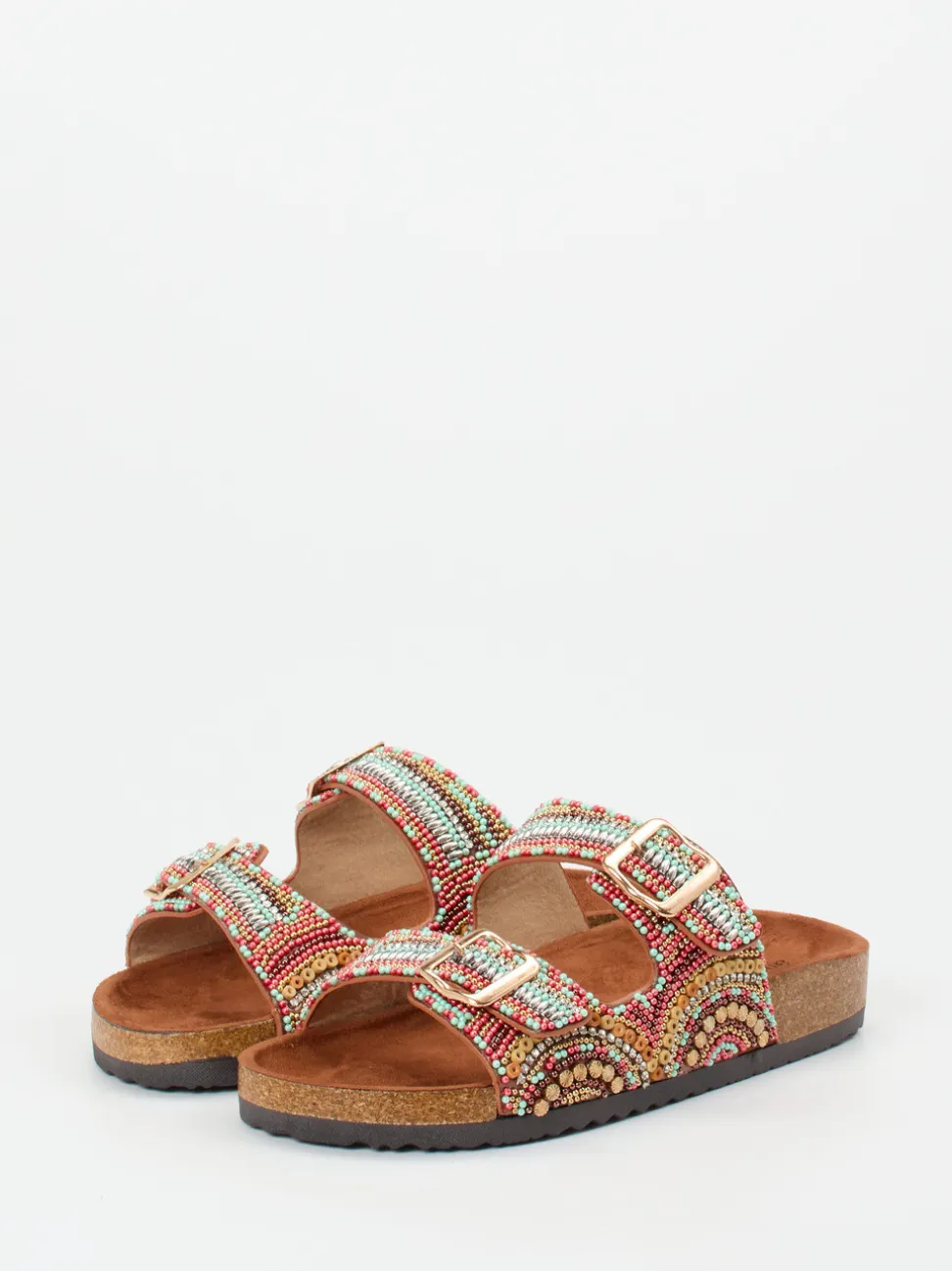 Andrea Puccini – Pantoletten aus Metallicleder mit Perlen