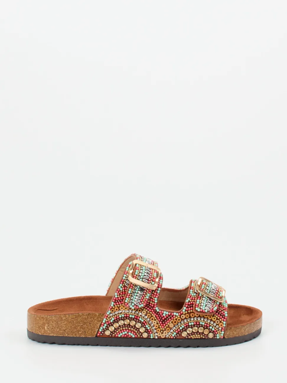 Andrea Puccini – Pantoletten aus Metallicleder mit Perlen