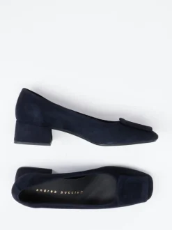 Andrea Puccini – Pumps aus Veloursleder Dunkelblau