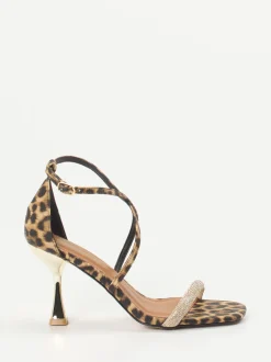 Andrea Puccini – Riemchensandalette aus Leder Leoprint