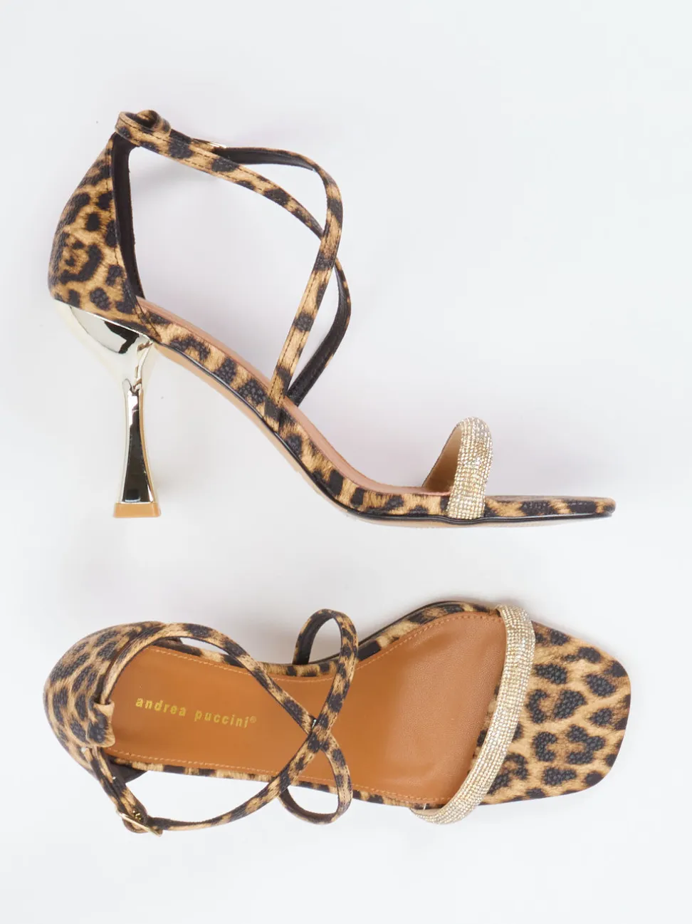 Andrea Puccini – Riemchensandalette aus Leder Leoprint